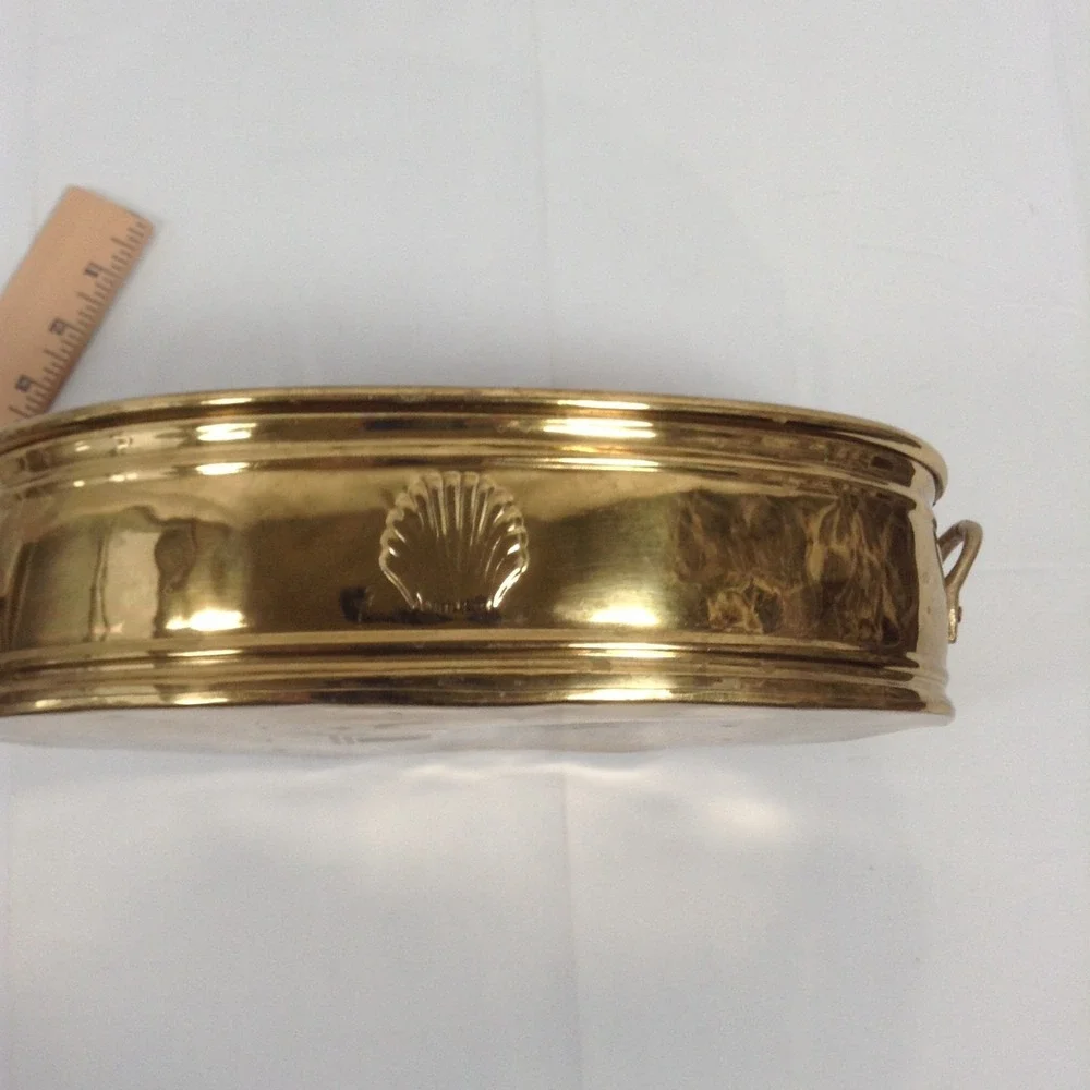 Laquered Solid Brass Hosley Planter Oblong with Handles‎ Made in India